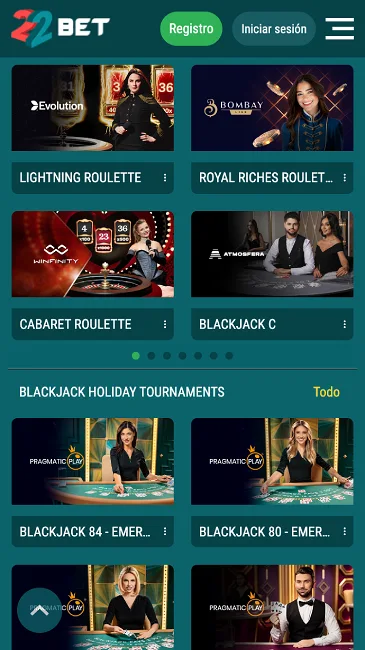 22bet live casino