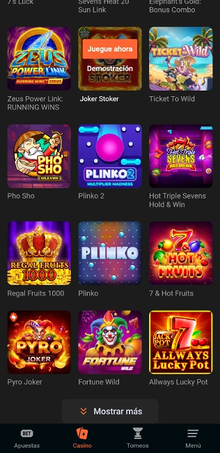 Catálogo de juegos de casino GGBet