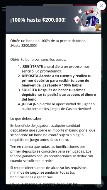 novibet casino welcome bonus